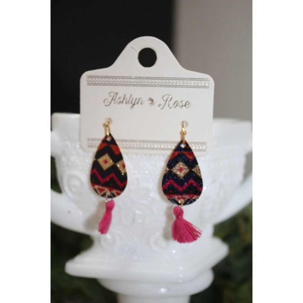 #1 AshlynRose Dainty Metal‎ & Fringe, Chevron Pattern Gold, Purple, & Pink